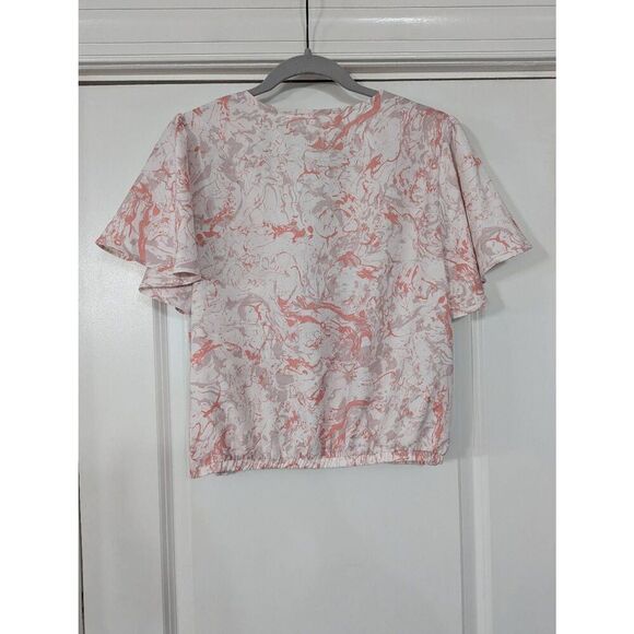 Astr the Label Surplice Blouse women's size Large pink‎ marble flutter sleeve - Picture 10 of 10
